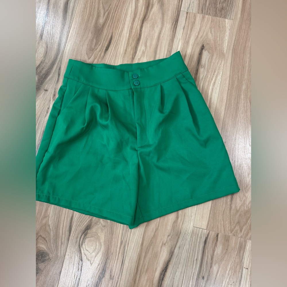 SHEIN Green High Waist Tailored Shorts